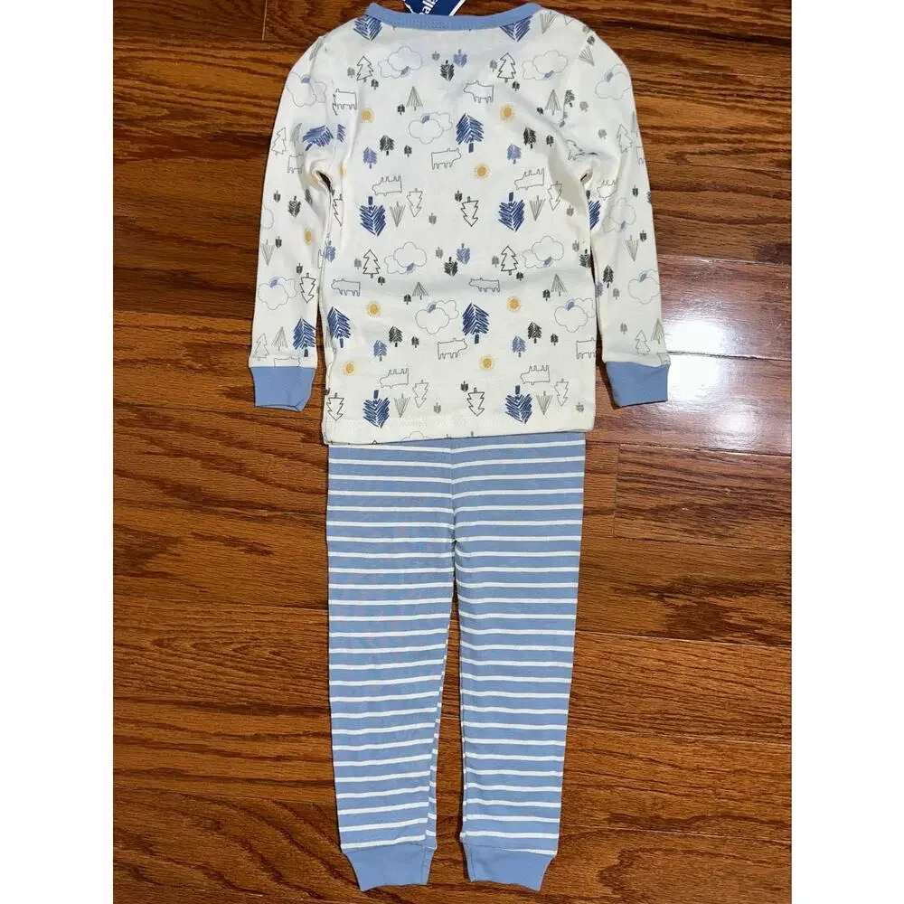 NWT Chickpea Pajamas Baby Boys Woodland Forest Striped Cotton Pajama Set 18M